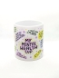 Preview: Weiße Keramiktasse mit farbenfrohem Design und der Aufschrift „My Mental Health Cup“. Die Tasse ist mit positiven und motivierenden Affirmationen wie „I am allowed to have bad days“ und „There is nothing wrong with having anxiety“ verziert. Ideal als Gesc